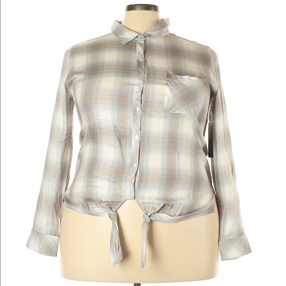 Heart-N-Crush Gray Plaid Top XXL
